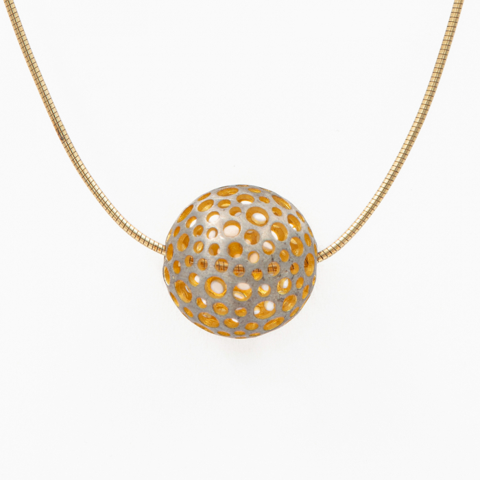 Colier argint aurit cu bila de 20 mm lungime 42 cm [2]