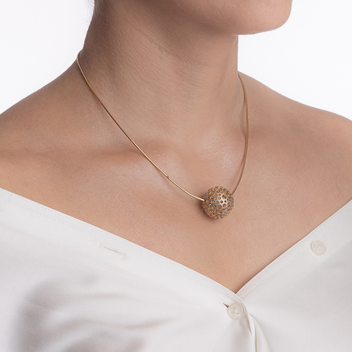 Colier argint aurit cu bila de 20 mm lungime 42 cm [4]