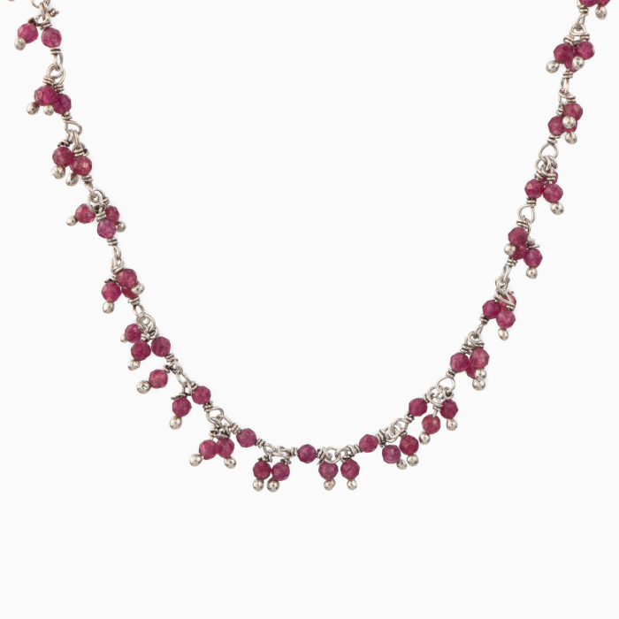 Colier argint cu rubin microfatetat de 2 mm [2]