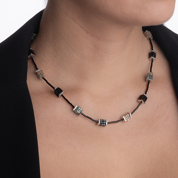 Colier argint din cubulete brodate din margele japoneze lungime 42 cm [4]