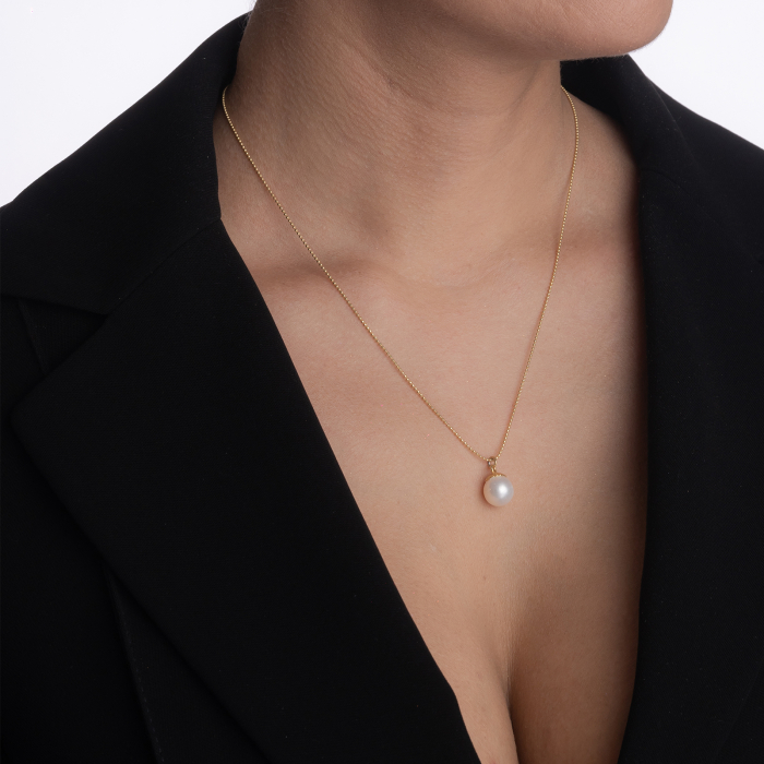 Colier argint din perle de cultura 8 mm de culoare alba lungime 44 cm [3]