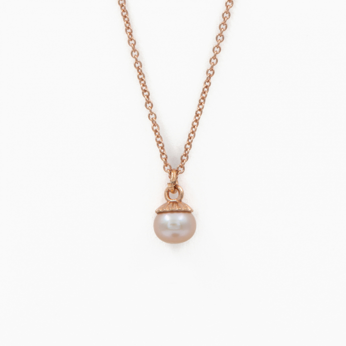 Colier argint din perle de cultura 8 mm de culoare rozalie lungime 44 cm [2]