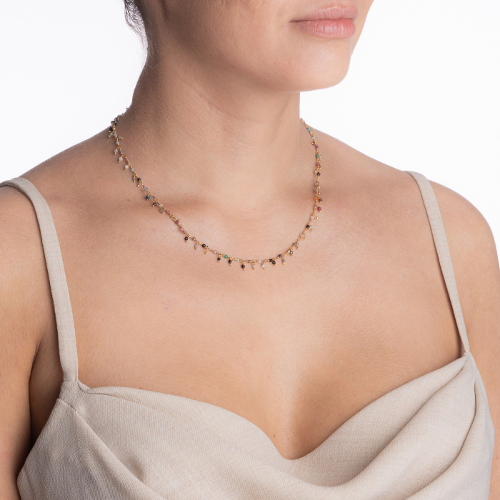 Colier argint mix pietre semipretioase cu diametrul de 2 mm lungime 42 cm [4]