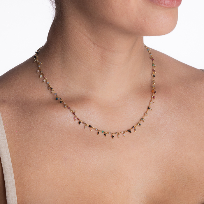 Colier argint mix pietre semipretioase cu diametrul de 2 mm lungime 42 cm [3]