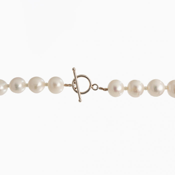 Silver necklace with 10 mm cultured pearls - length 46 cm [2]