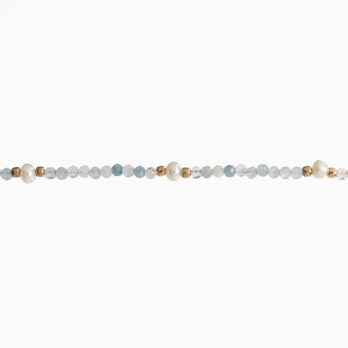 Colier argint pietre semipretioase acvamarin 2 mm si perlute de cultura lungime 42 cm [2]