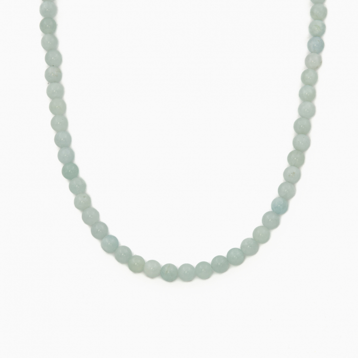 Colier argint pietre semipretioase acvamarin 6 mm lungime 42 cm [2]