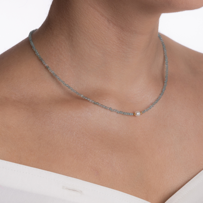 Colier argint pietre semipretioase acvamarin microfatetat 2 mm lungime 42 cm [4]