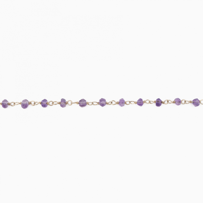 Silver necklace with micro-faceted amethyst 2.5 mm - length 42â€“45 cm [2]