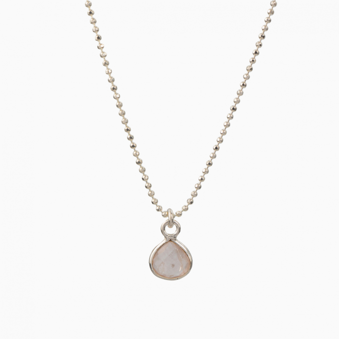 Colier argint pietre semipretioase cuart roz 7x7 mm [2]