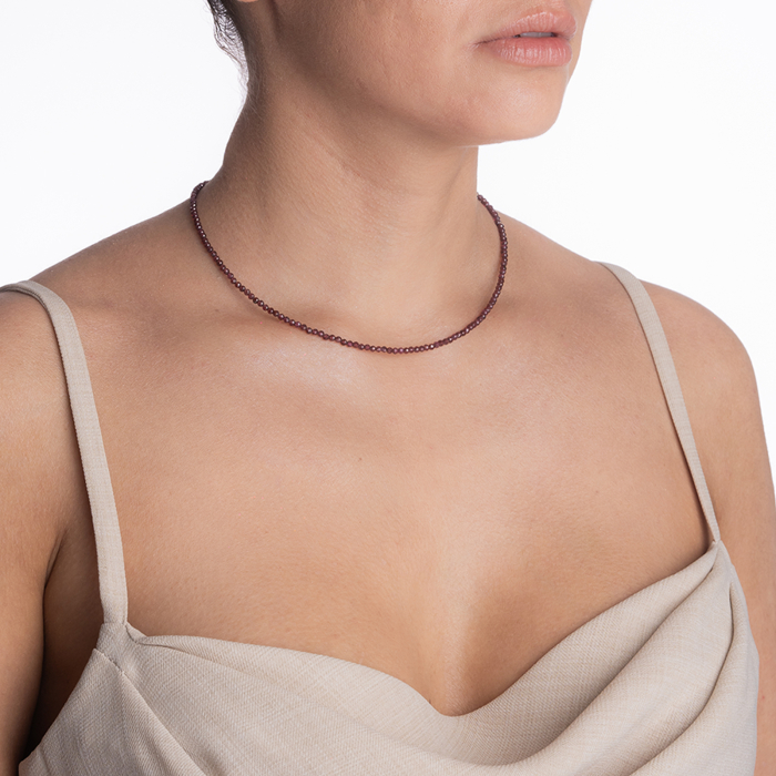 Silver necklace with micro-faceted garnet 2 mm - length 38 cm [3]