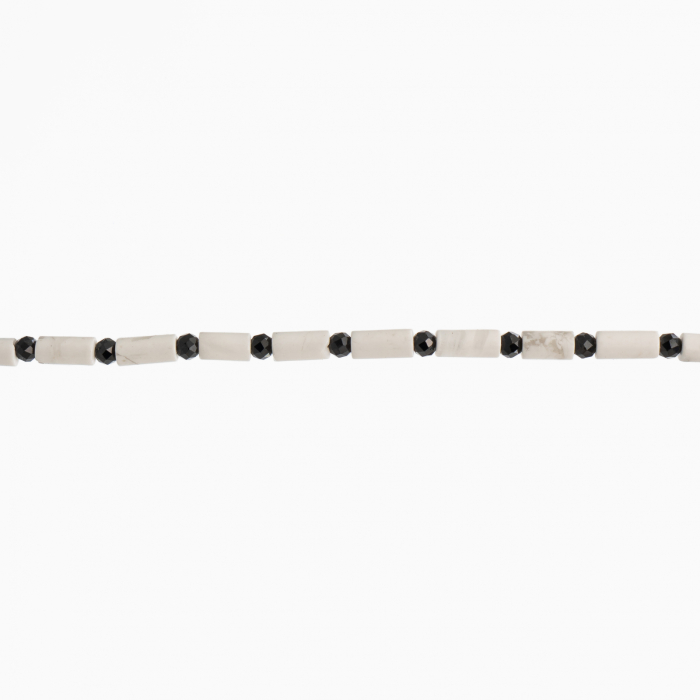 Colier argint pietre semipretioase howlit si spinel negru 2 mm lungime 41 cm [2]
