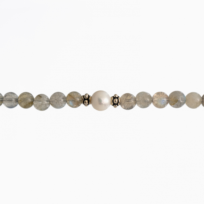 Colier argint pietre semipretioase labradorit 6 mm cu perla de cultura lungime 42 cm [2]