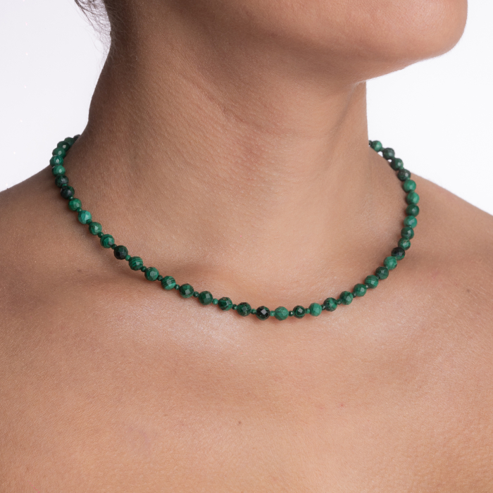 Colier argint pietre semipretioase malachit de 5 mm lungime 40 cm [3]