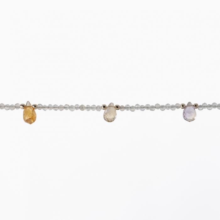 Colier argint pietre semipretioase microfatetate 2 mm piatra lunii si briolete din ametrin lungime 39 cm [2]