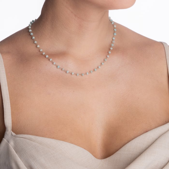 Colier argint pietre semipretioase microfatetate amazonit de 4 mm [3]