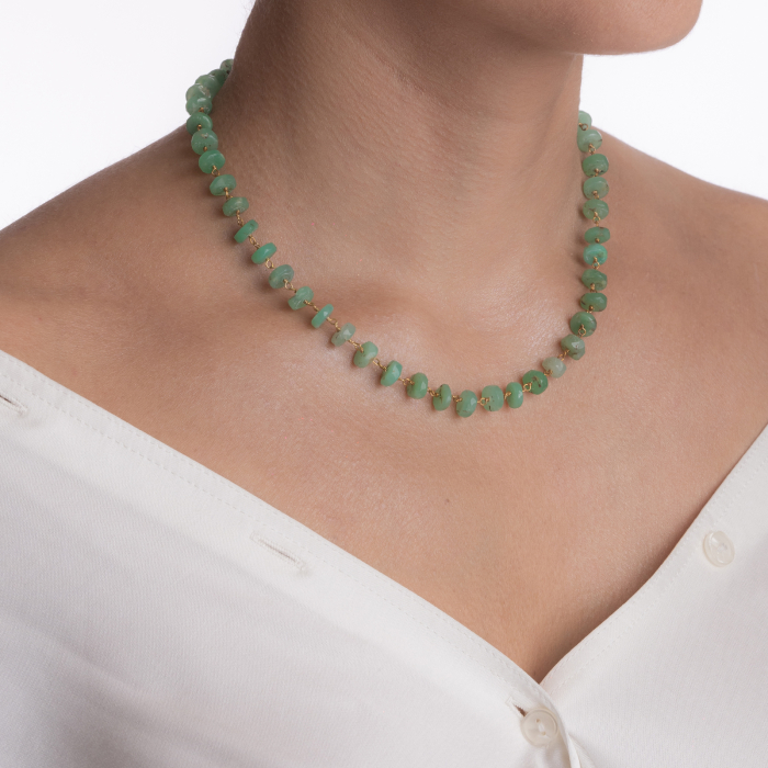 Colier argint pietre semipretioase microfatetate crisopraz de7 mm lungime 42 cm [4]