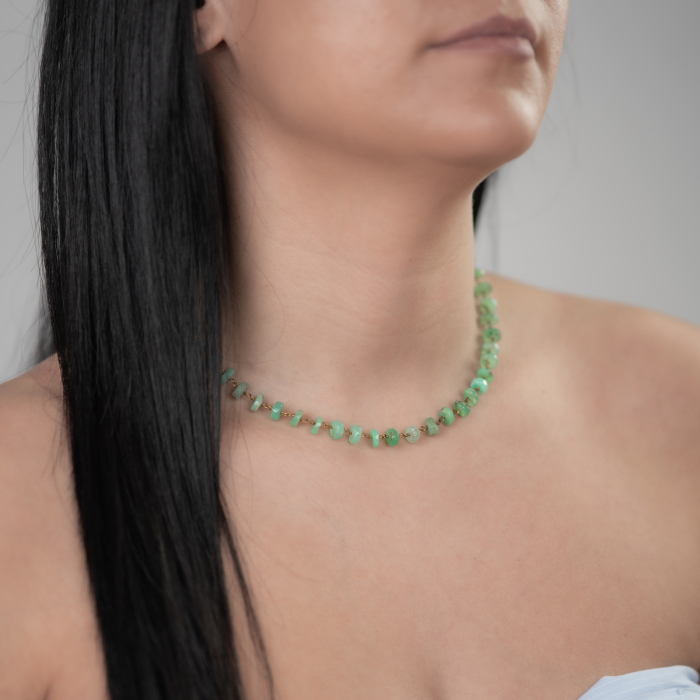 Colier argint pietre semipretioase microfatetate crisopraz de7 mm lungime 42 cm [3]