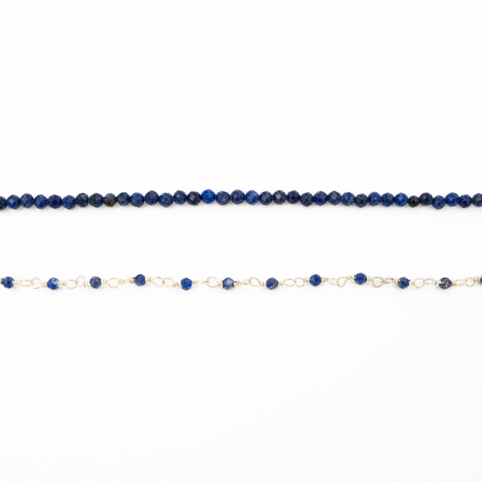 Colier argint pietre semipretioase microfatetate  lapis lazuli de 2 mm  lungime 42 cm [2]