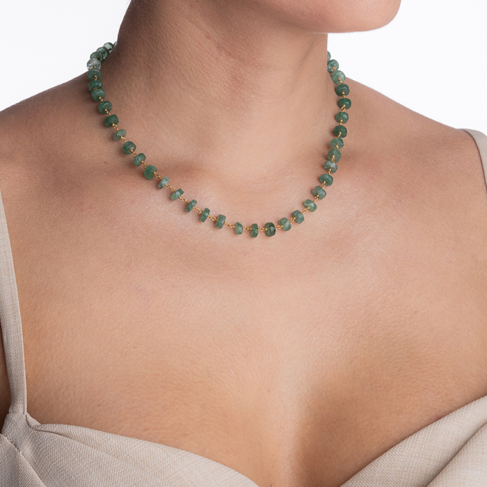 Colier argint pietre semipretioase microfatetate onix verde 6.5mm  lungime 42 cm [4]