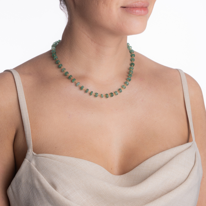 Colier argint pietre semipretioase microfatetate onix verde 6.5mm  lungime 42 cm [3]