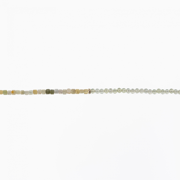 Colier argint pietre semipretioase microfatetate prehnit 3 mm si cubulete din crisopraz lungime 42 cm [2]