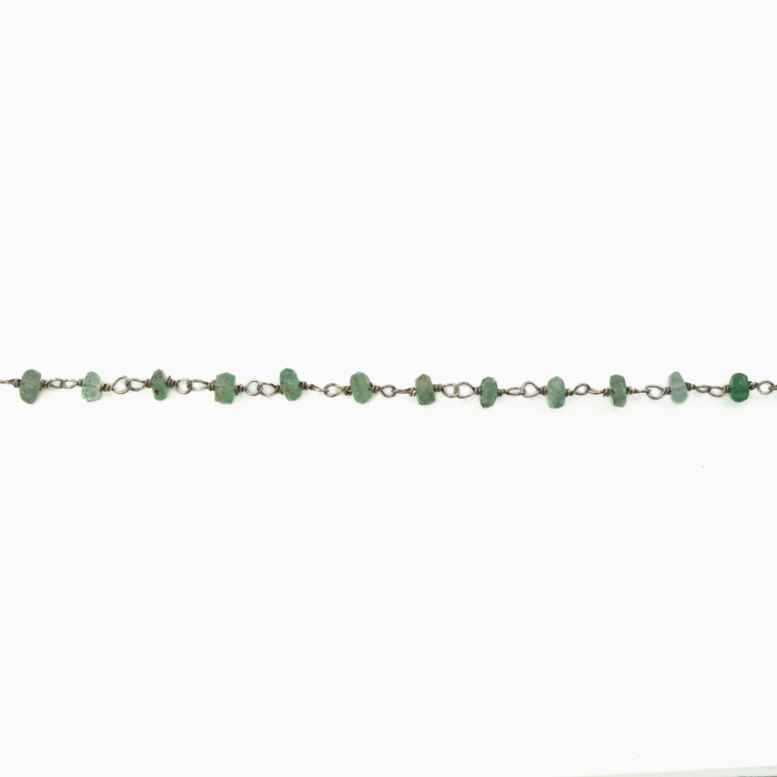 Colier argint pietre semipretioase microfatetate  smarald 3 mm  lungime 42 cm [2]