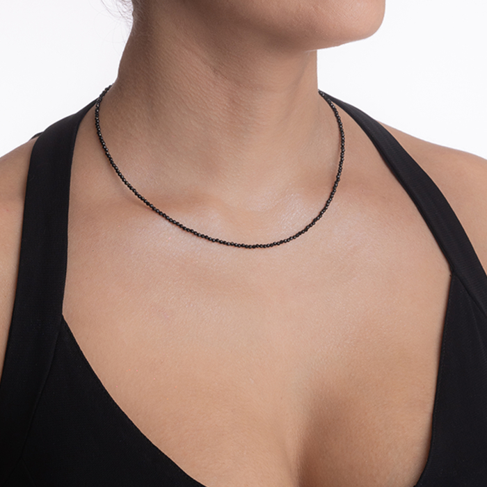 Colier argint pietre semipretioase microfatetate spinel  de 3 mm  lungime 42 cm [4]