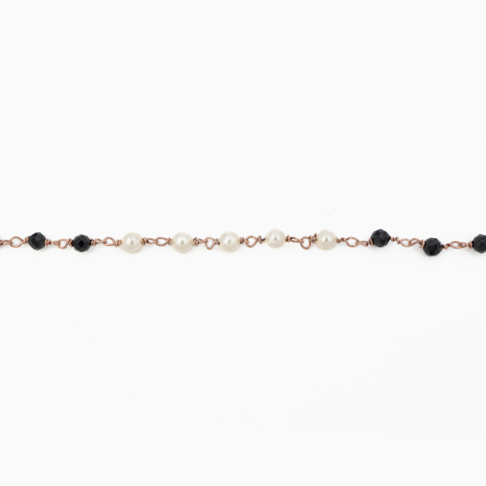 Colier argint pietre semipretioase microfatetate spinel de 4 mm perle de cultura lungime 42 cm [2]