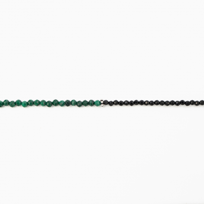 Colier argint pietre semipretioase microfatetate spinel si malachit 2 mm cu elemente  decorative din argint lungime 42 cm [2]
