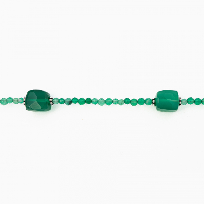 Colier argint pietre semipretioase onix verde microfatetat 2.5 mm si cubulete de 7 mm lungime 42 cm [2]