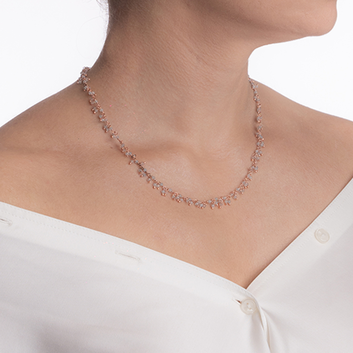 Colier argint pietre semipretioase piatra lunii microfatetat 2.5 mm lungime 42 cm [4]