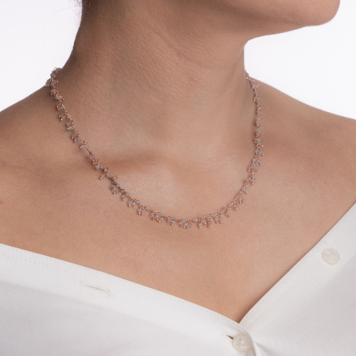 Colier argint pietre semipretioase piatra lunii microfatetat 2.5 mm lungime 42 cm [3]