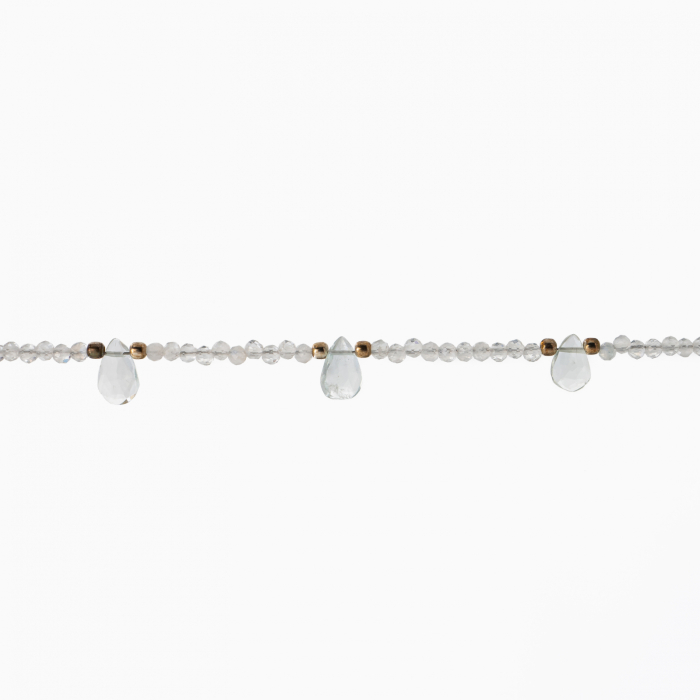 Colier argint pietre semipretioase piatra lunii microfatetate 2 mm cu briolete din acvamarin  lungime 42 cm [2]