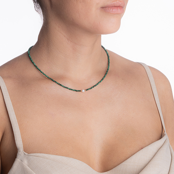 Silver necklace with micro-faceted ruby zoisite 2 mm - length 50 cm [4]