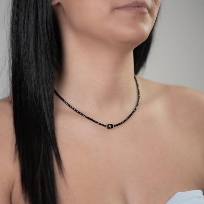 Colier argint pietre semipretioase spinel cubulete 2.5 mm cub central spinel de 7 mm lungime 42 cm [3]