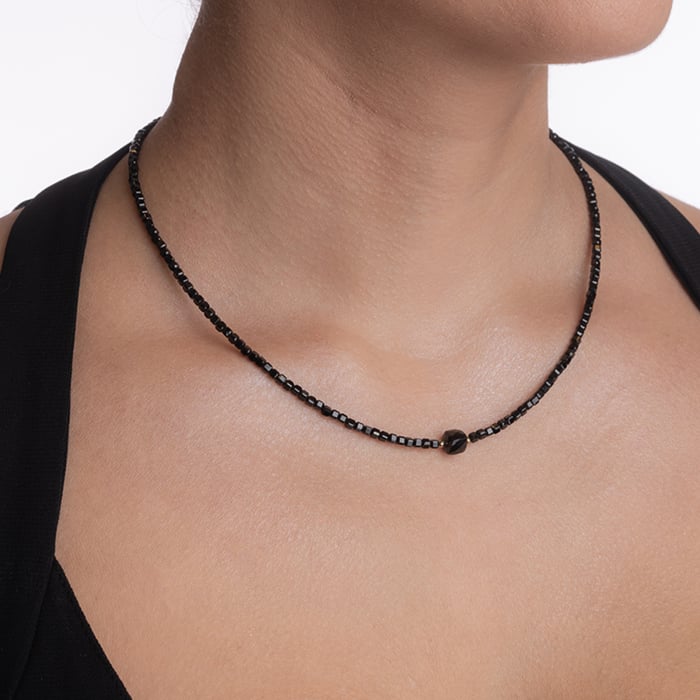 Colier argint pietre semipretioase spinel cubulete 2.5 mm cub central spinel de 7 mm lungime 42 cm [4]