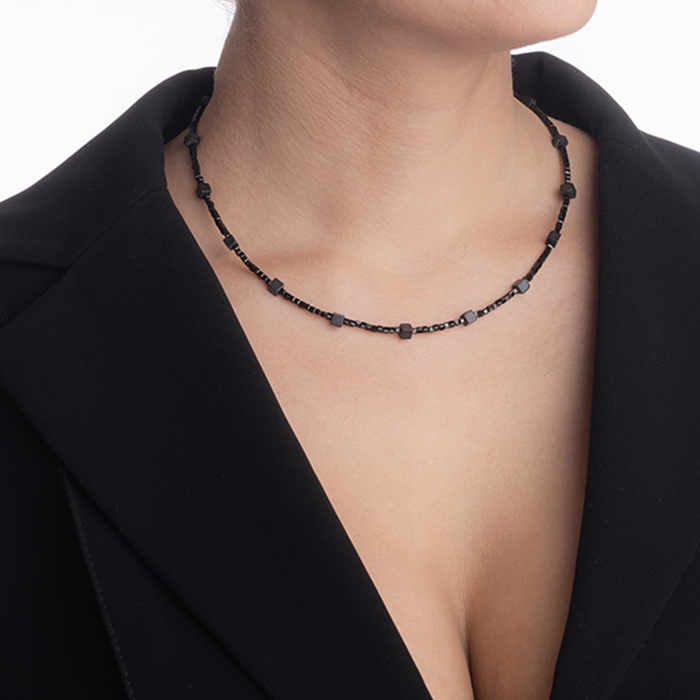 Colier argint pietre semipretioase spinel cubulete 2.5 mm hematit negru mat cuburi de 3.5 mm lungime 42 cm [5]