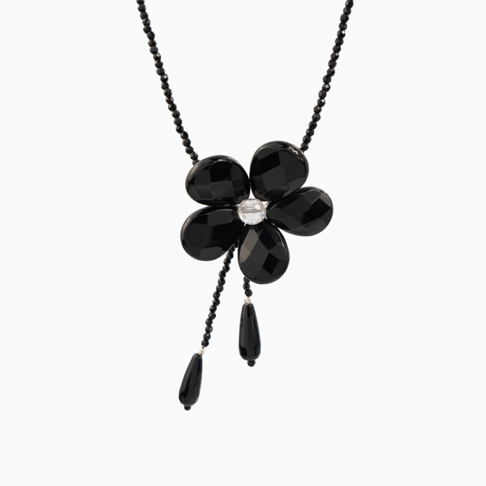 Colier argint pietre semipretioase spinel microfatetat floare onix 4 cm [2]