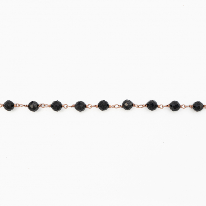 Colier argint pietre semipretioase spinel negru 2.5 mm  lungime 42 cm [2]