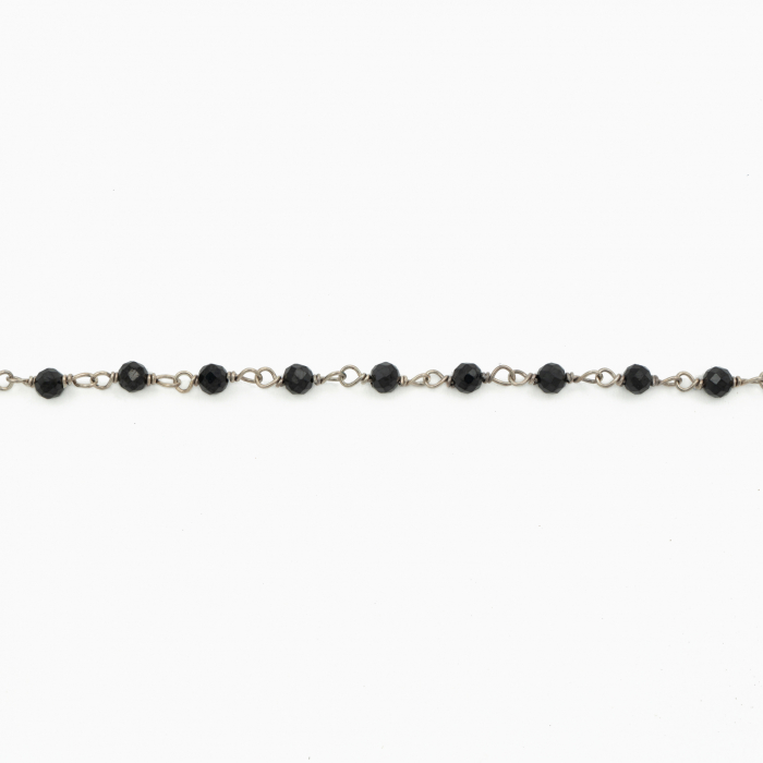 Silver necklace with micro-faceted black spinel 3 mm - length 42 cm [2]