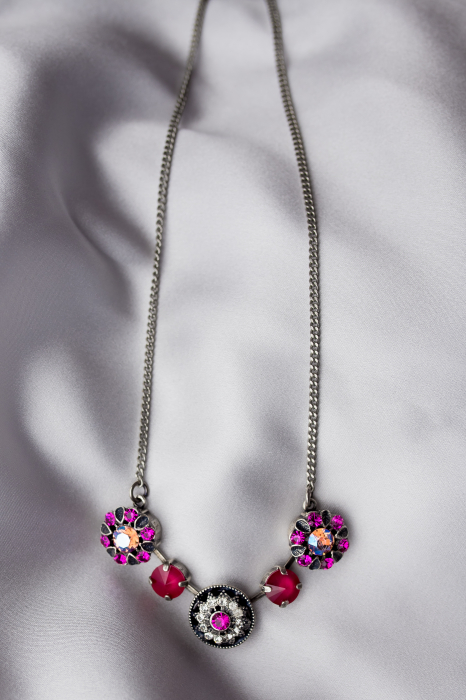 Colier cristale Fucsia Antique Silver Plated [3]