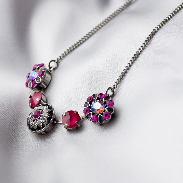Colier cristale Fucsia Antique Silver Plated [2]