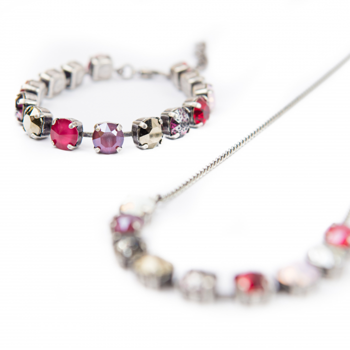 Set colier si bratara cristale Royal Red Antique Silver Plated [3]