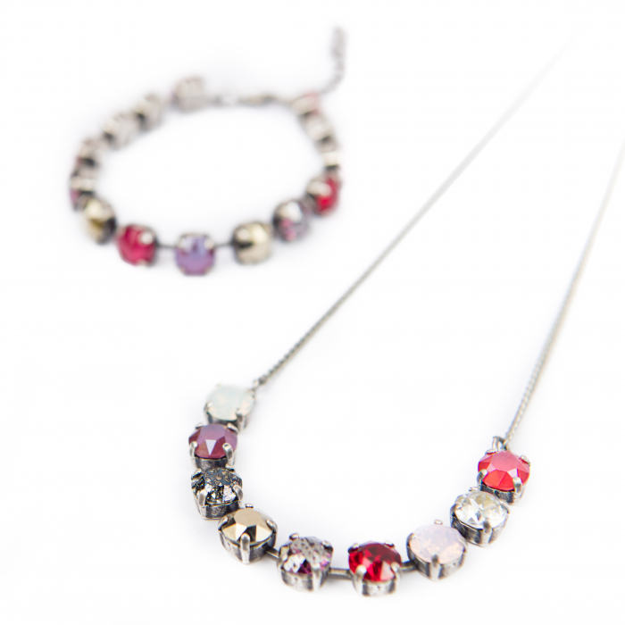 Set colier si bratara cristale Royal Red Antique Silver Plated [1]