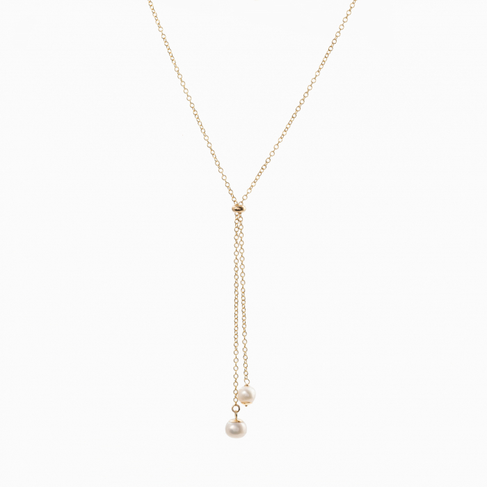 Colier Gold filed 1/20 2 perle de cultura de cultura 6 mm  lungime reglabila maxim 66 cm [2]