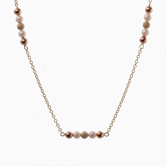 Colier Gold filed 1/20 cristale tip perla Austria pearlescent white 4 mm [2]