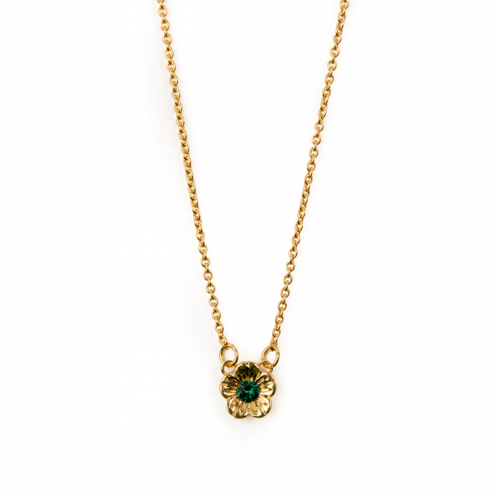 Colier pandantiv Flower Smarald Golden Plated [3]