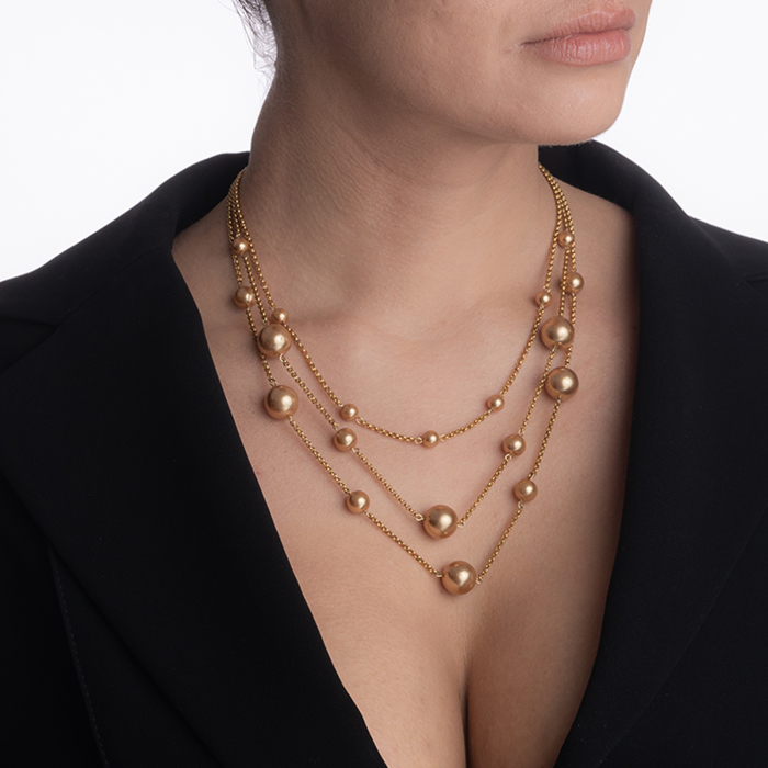 Colier perle Austria si elemente metalice placate cu aur lungime 44 cm [6]