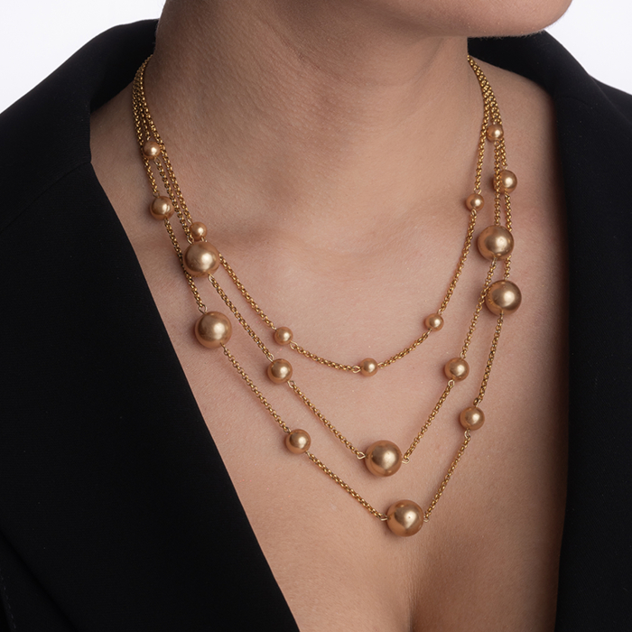 Colier perle Austria si elemente metalice placate cu aur lungime 44 cm [4]